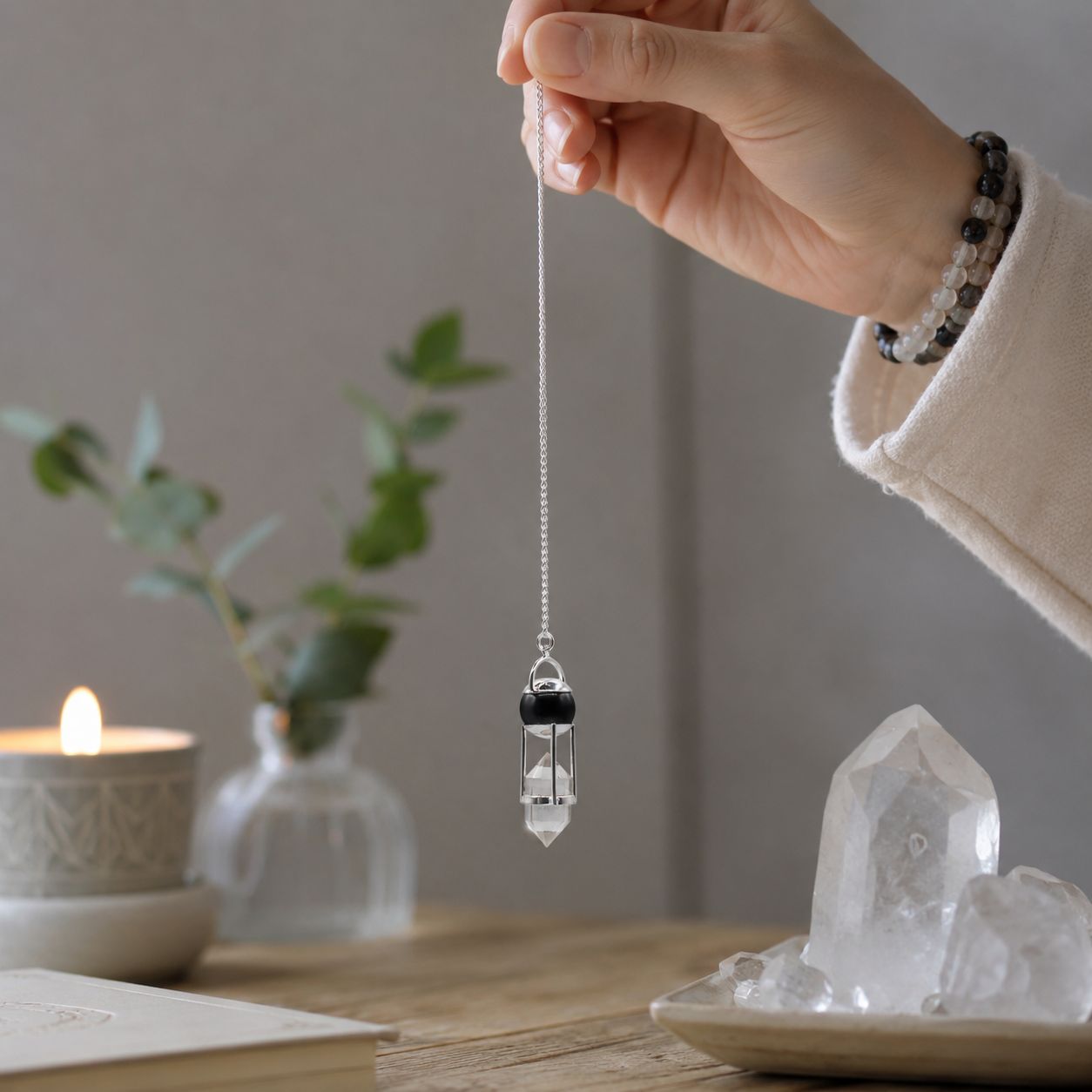 Pendule Voyant des ombres — Double pouvoir · Sphère d’obsidienne