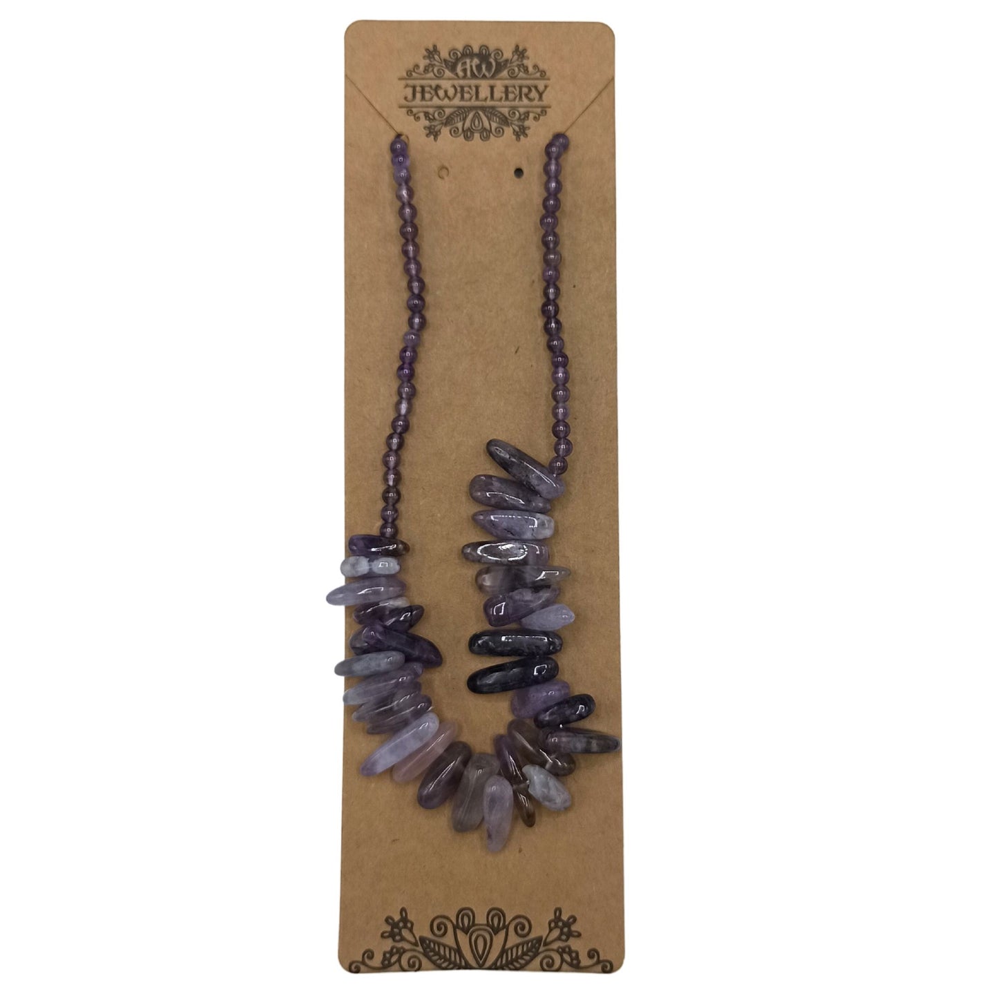 Collier de pierre longue — Améthyste