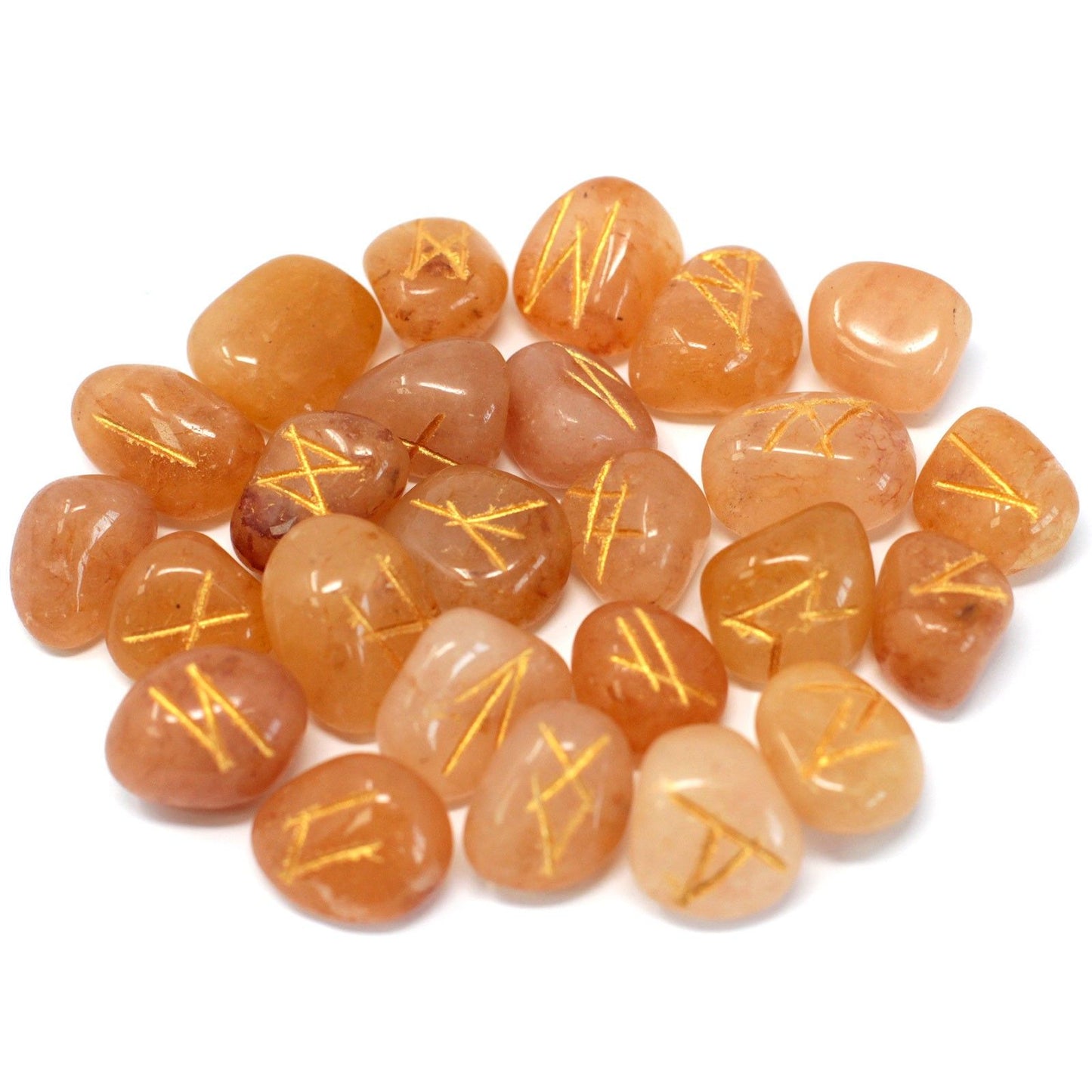 Jeu de runes de l’Inde en pochette — Aventurine jaune