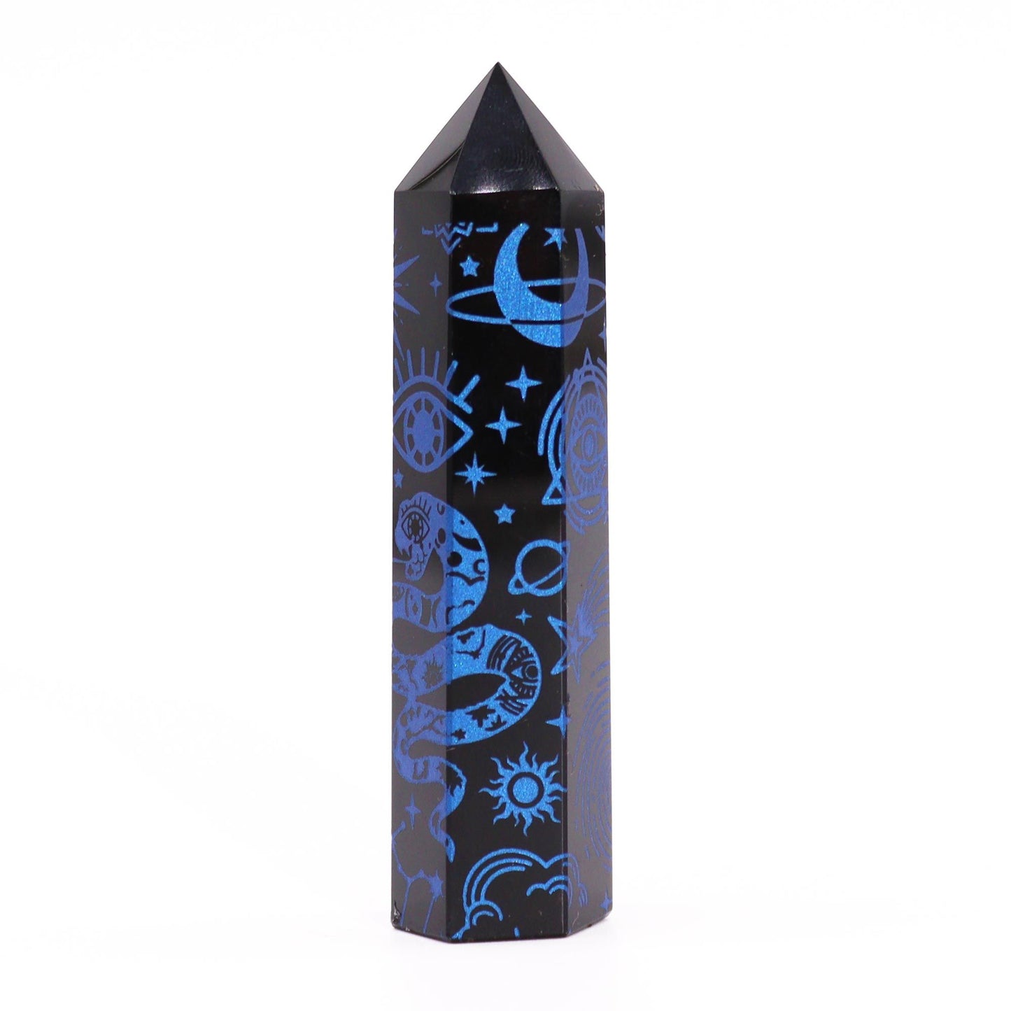 Pointe d’obsidienne noire — Histoire mystique · Bleu foncé · 9cm