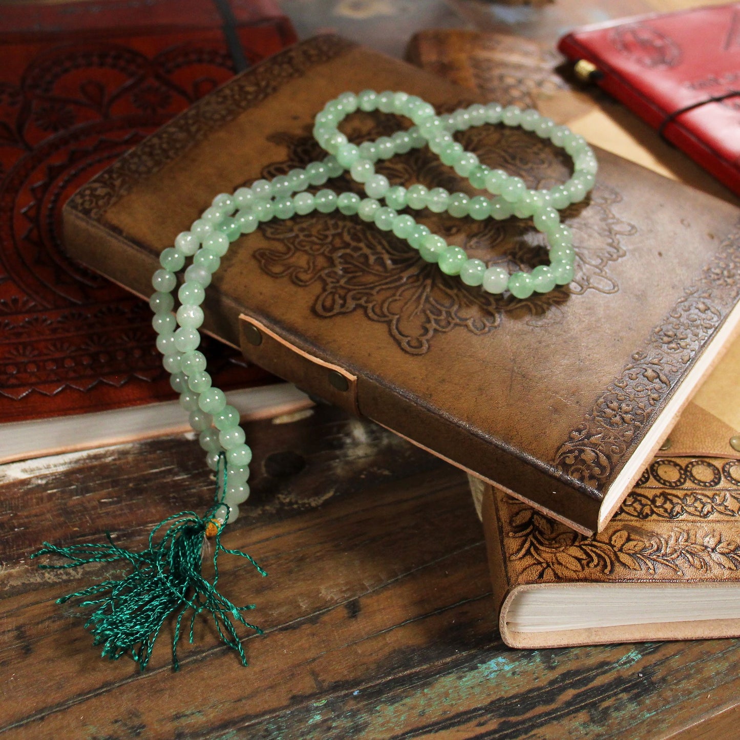 Mala 108 perles — Aventurine verte