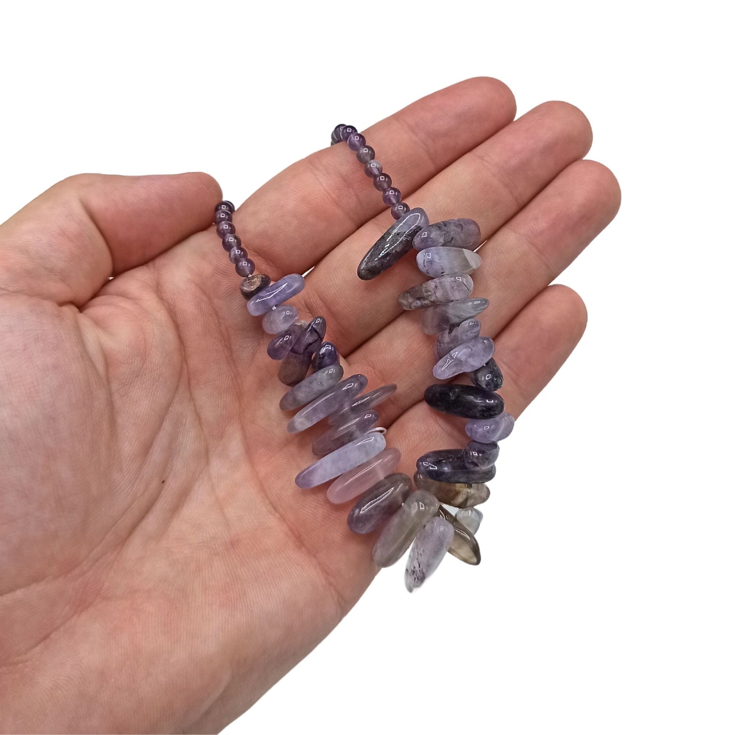 Collier de pierre longue — Améthyste