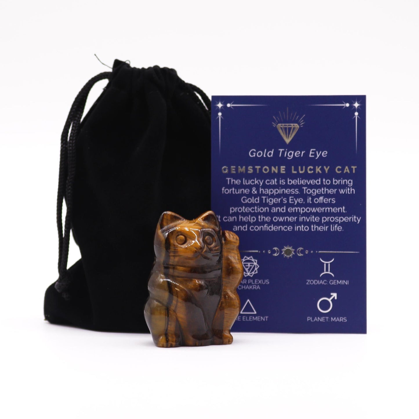 Chat de la fortune — Œil de tigre doré