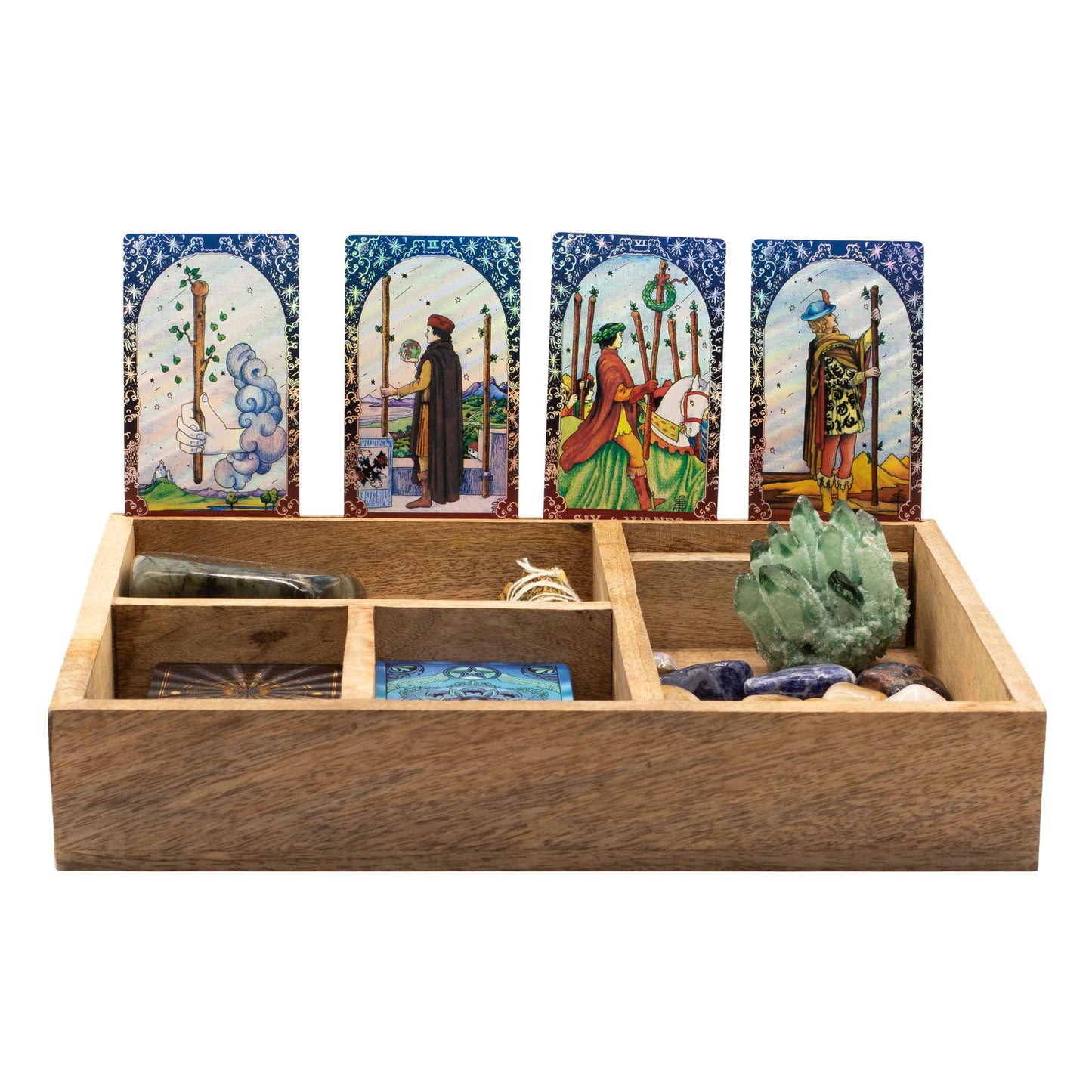 Coffret de tarot à quatre compartiments & socle pour cartes