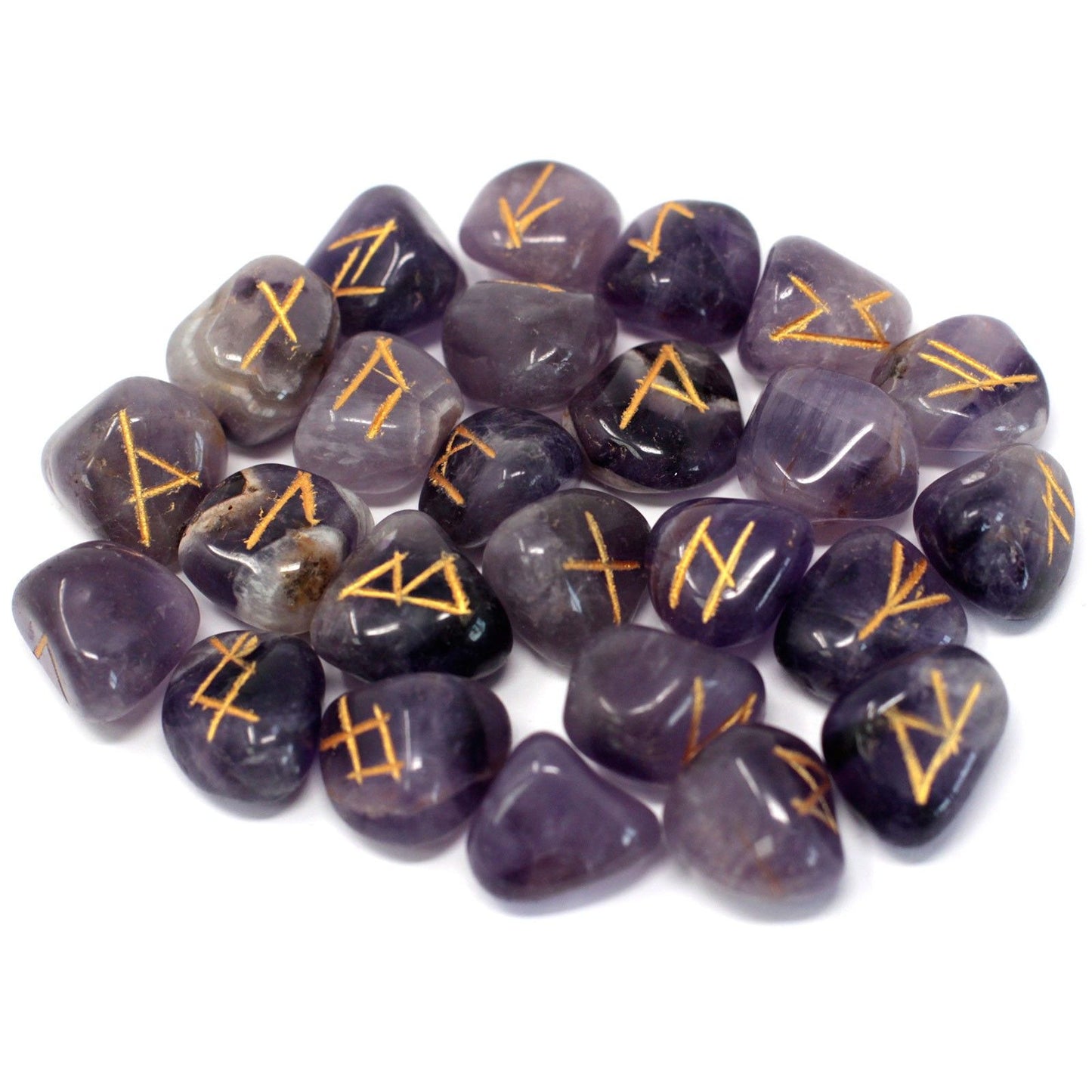 Jeu de runes de l’Inde en pochette — Améthyste