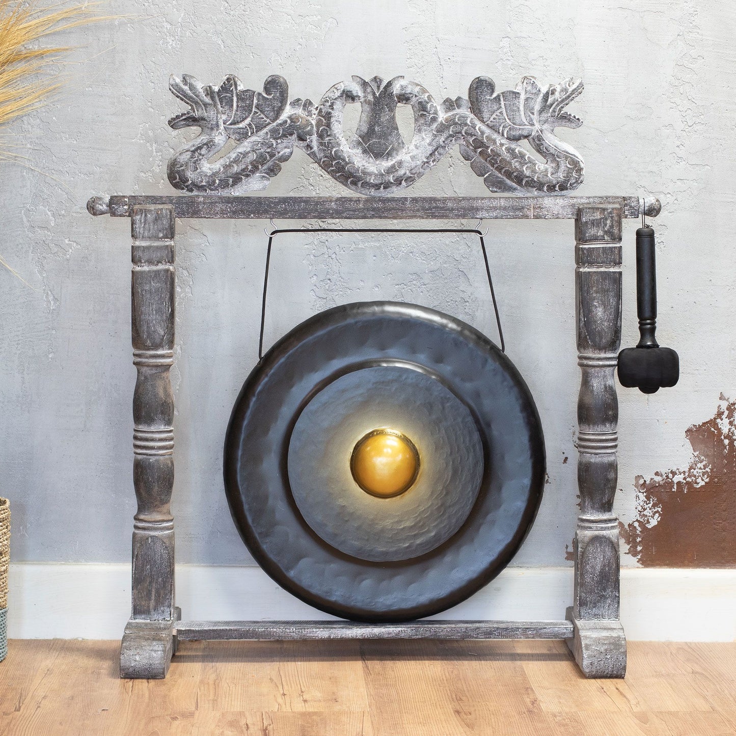 Gong de méditation format moyen sur socle — Noir · 50cm