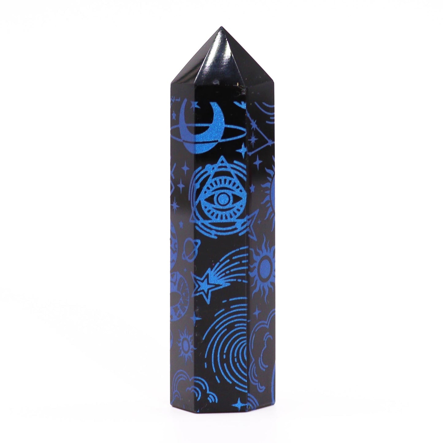 Pointe d’obsidienne noire — Histoire mystique · Bleu foncé · 9cm