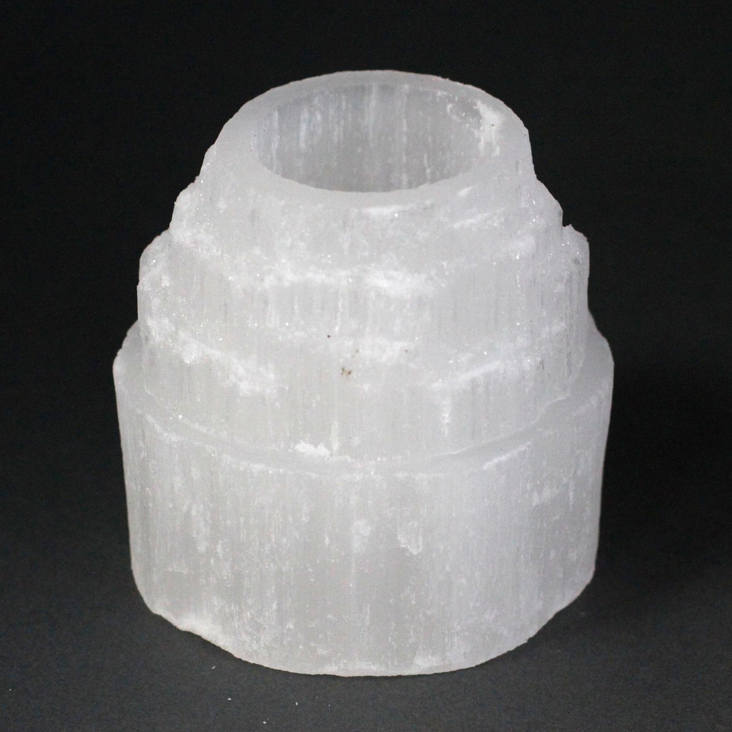 Bougeoir en sélénite — Haute montagne · 8 cm