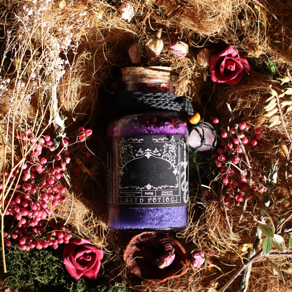 Potion de bain de sorcière, amulette de quartz rose — vue 7