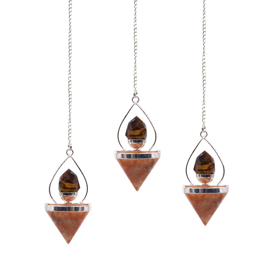 Pendule Lanterne de vie — Pierre de soleil & œil de tigre