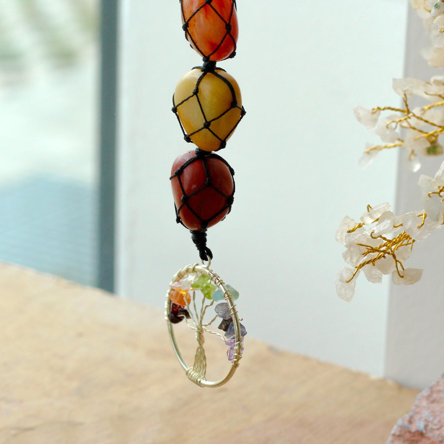 Pendentif pierre chakra — Arbre de vie