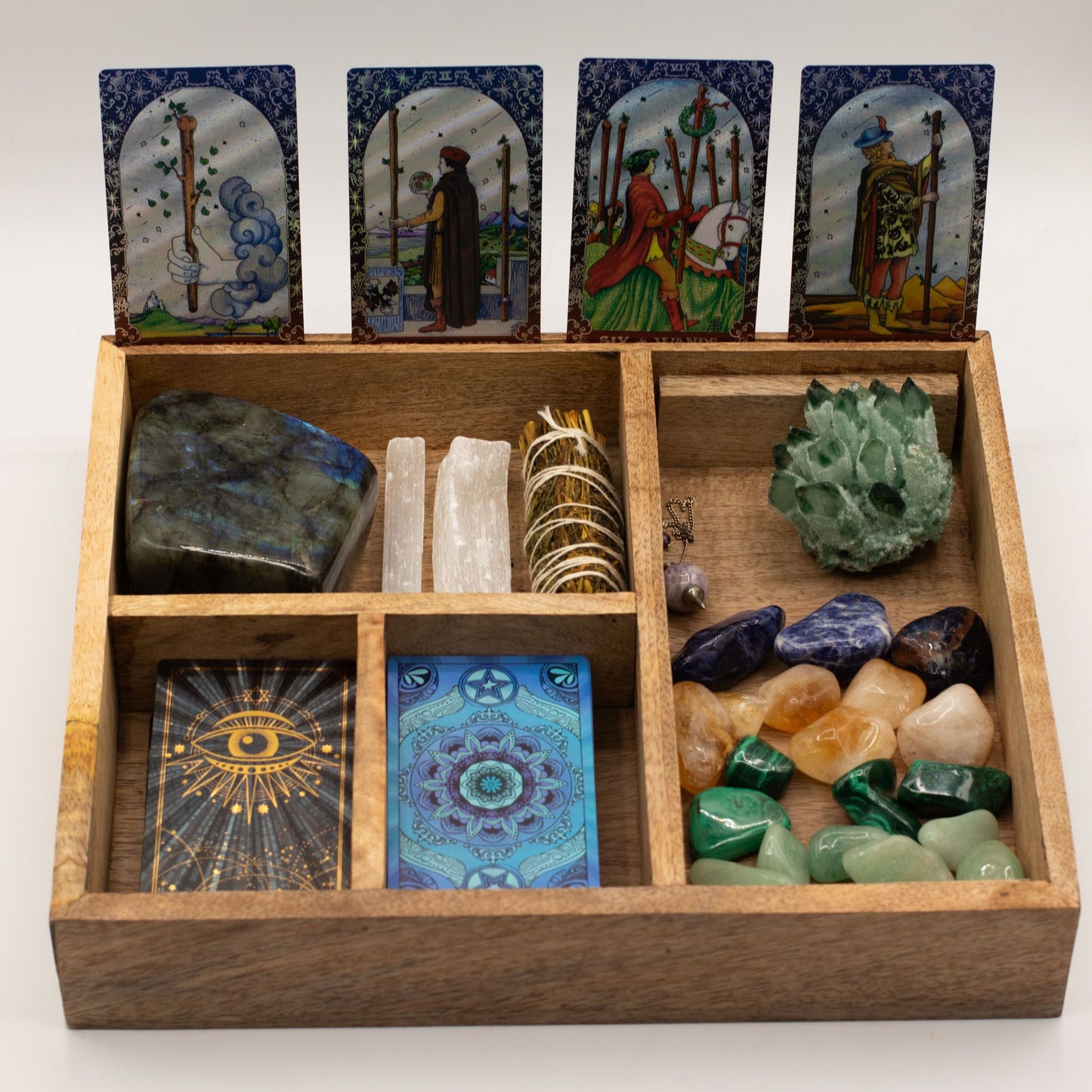 Coffret de tarot à quatre compartiments & socle pour cartes