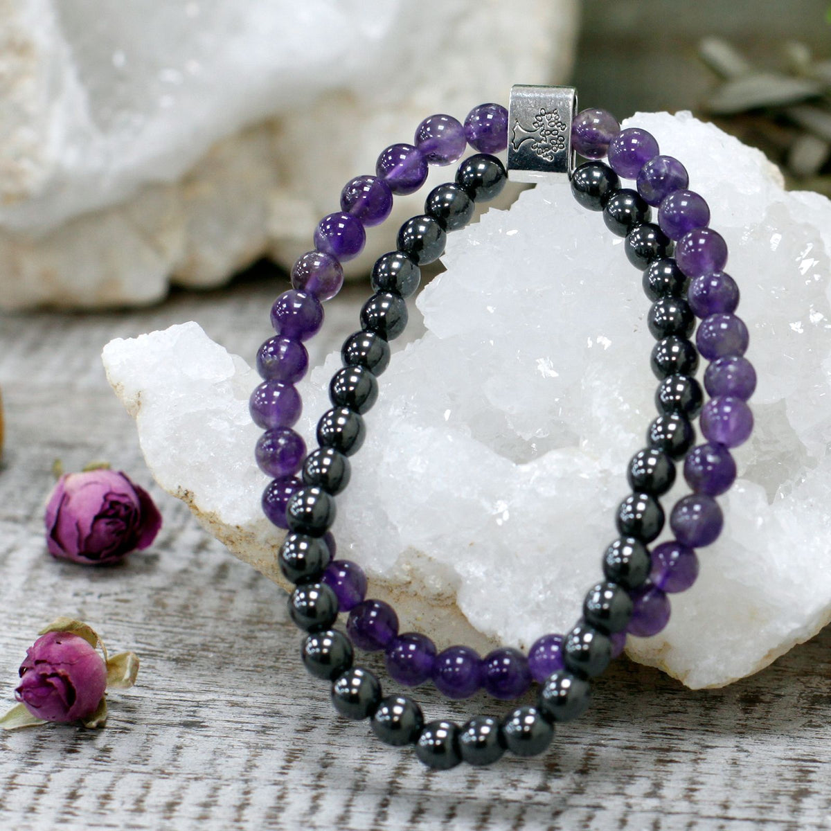 Duo de bracelets magnétiques en améthyste — vue 2