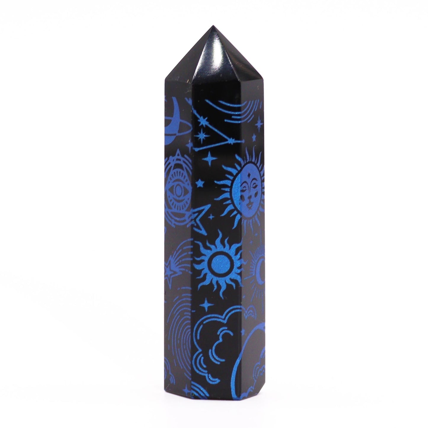 Pointe d’obsidienne noire — Histoire mystique · Bleu foncé · 9cm