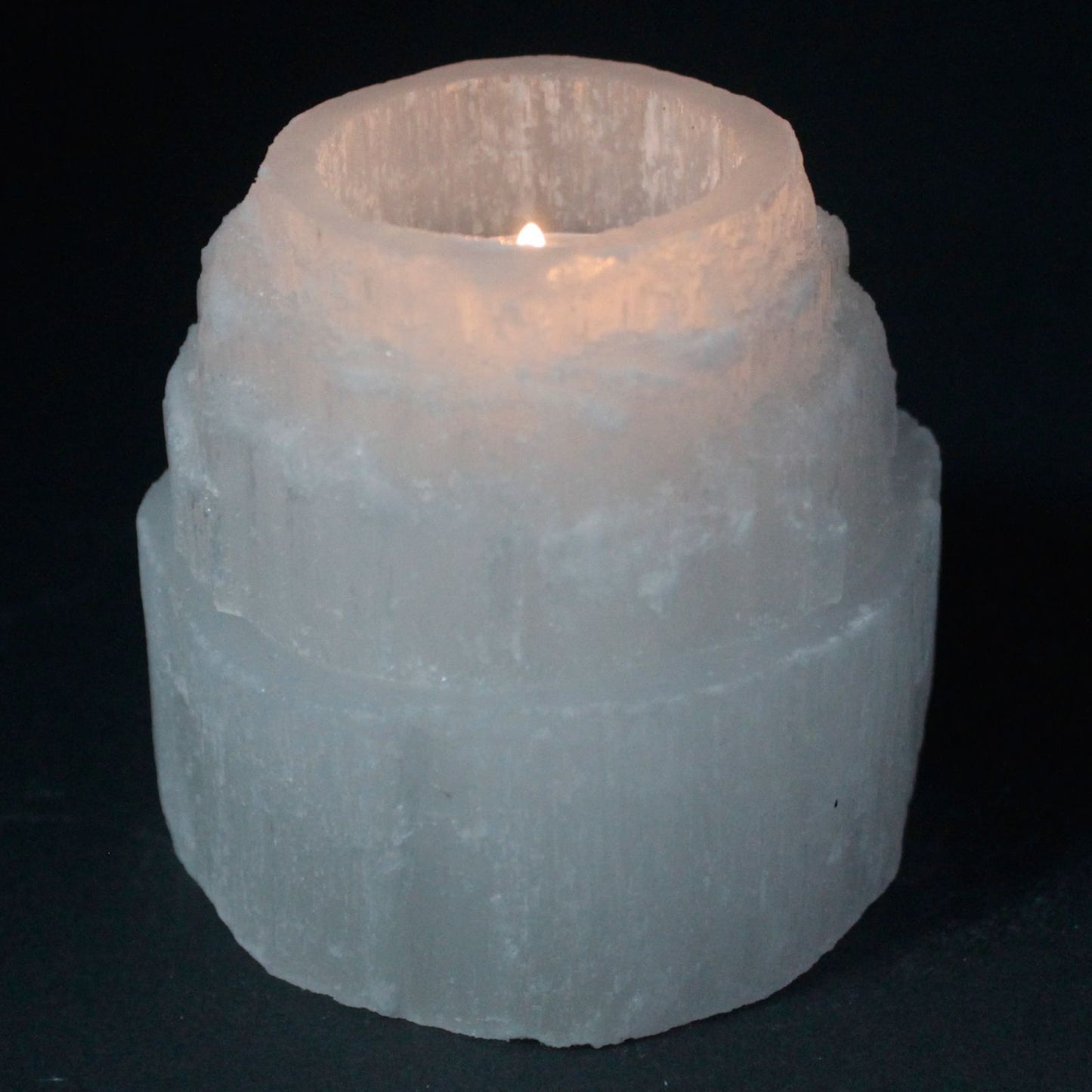 Bougeoir en sélénite — Haute montagne · 8 cm