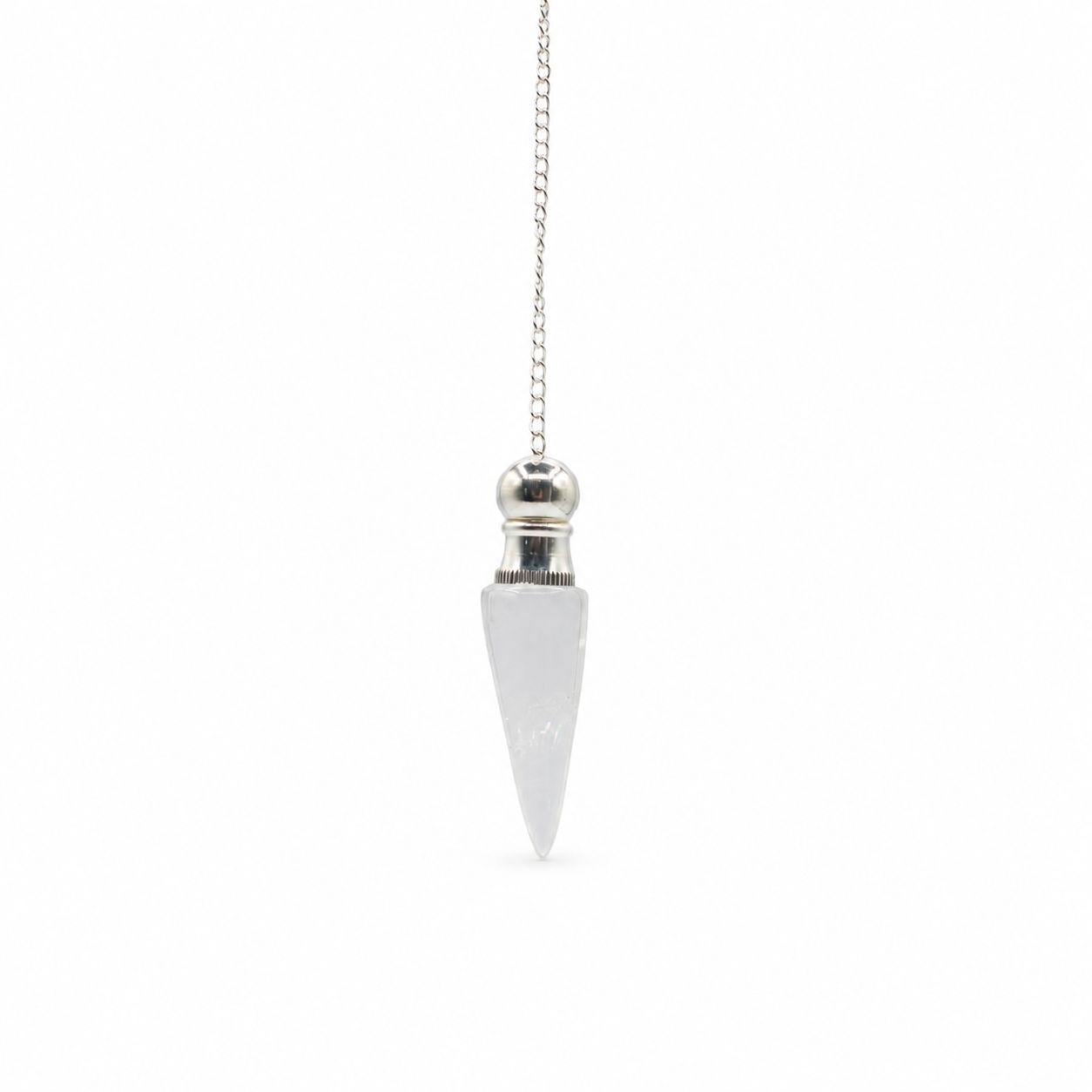 Pendule à cavité secrète — Cristal de roche · Argenté