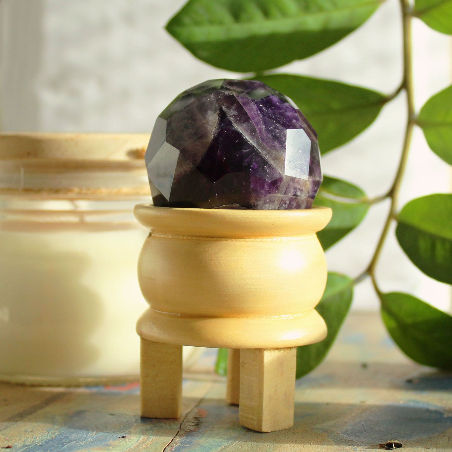Sphère de soin sur socle — Quartz rose