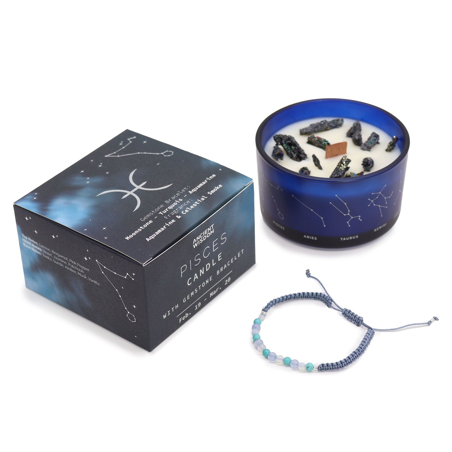 Bougie de cristal du zodiaque à bracelet — Poissons