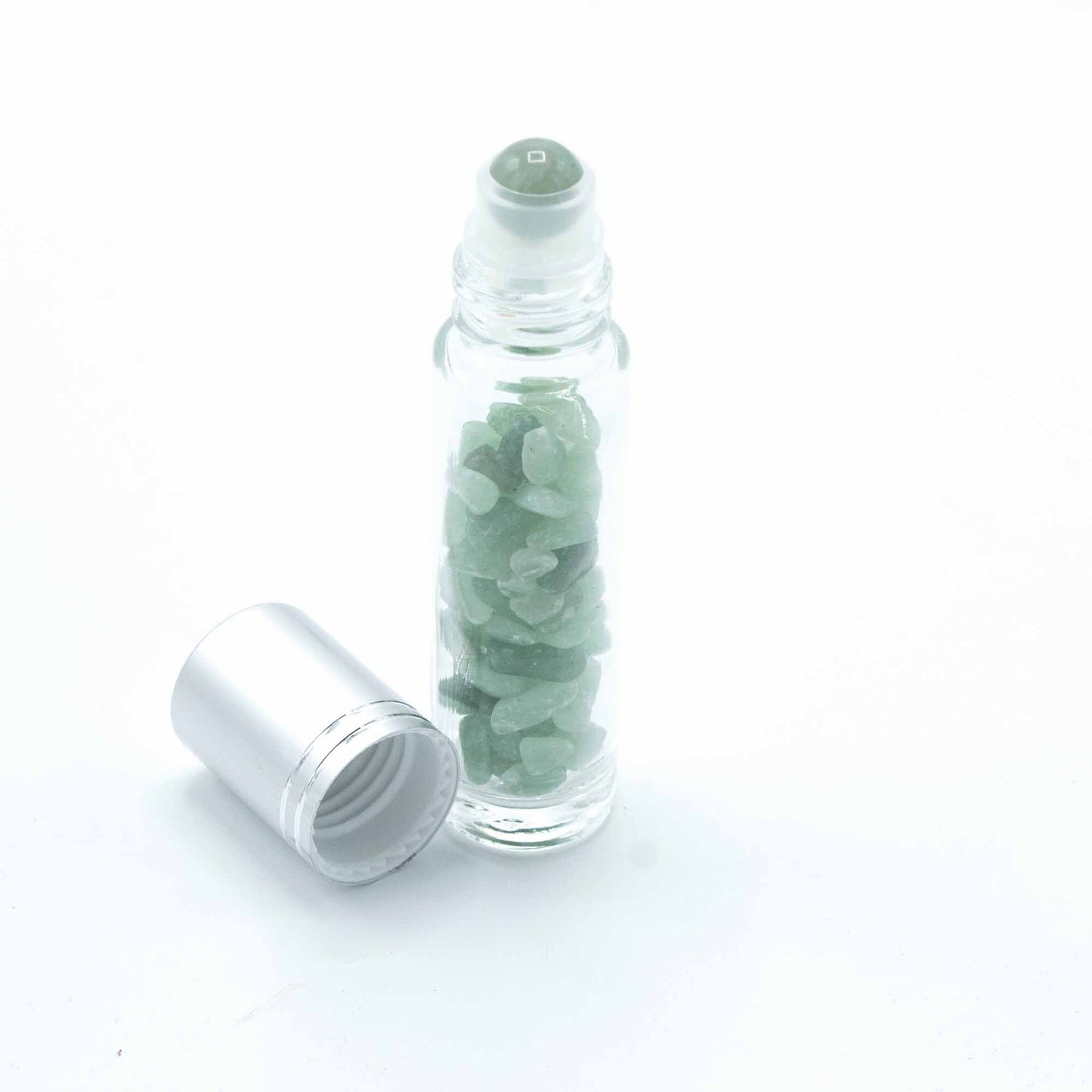 Roll-on à pierre naturelle — Aventurine · Bouchon argenté