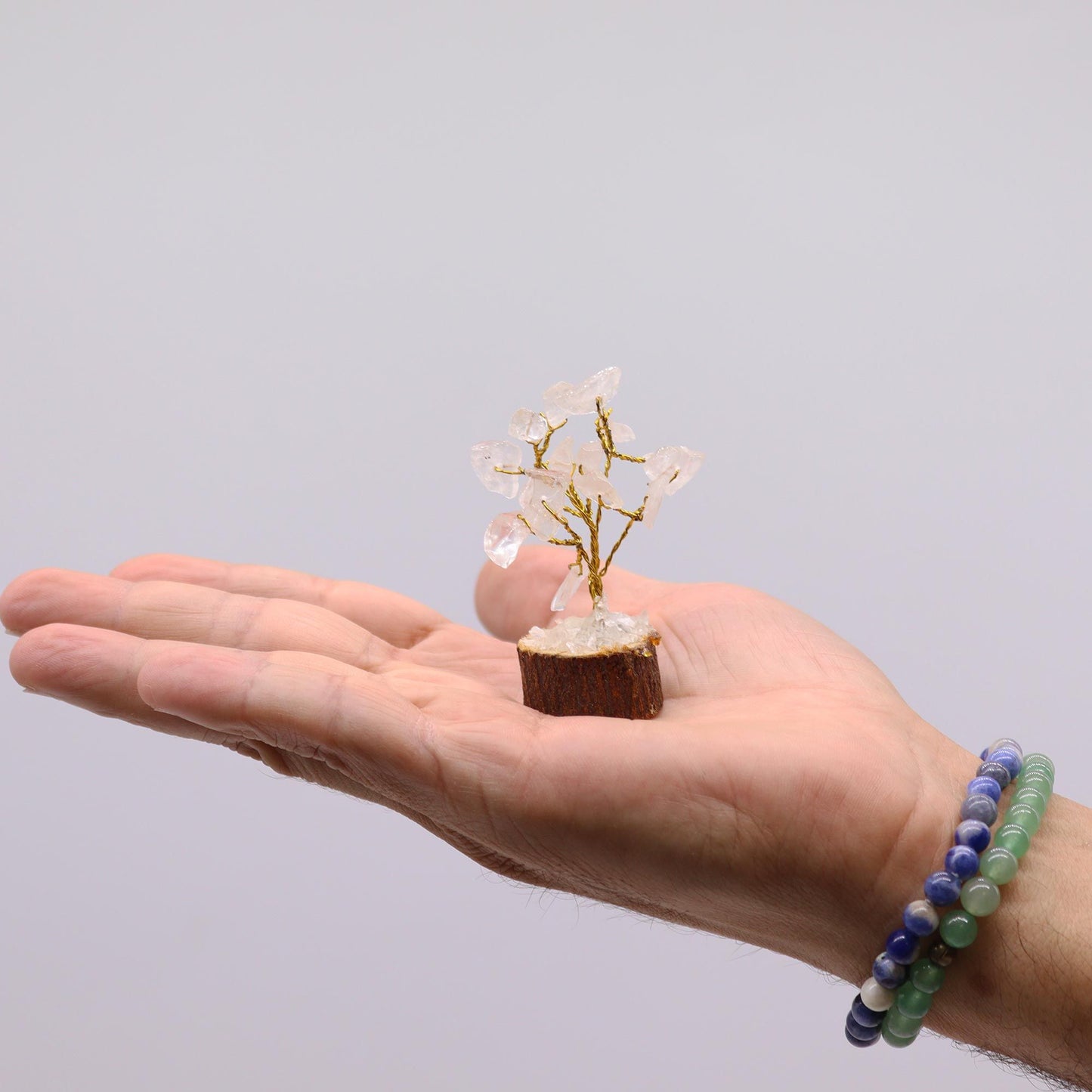 Mini arbre sur socle bois — Cristal de roche