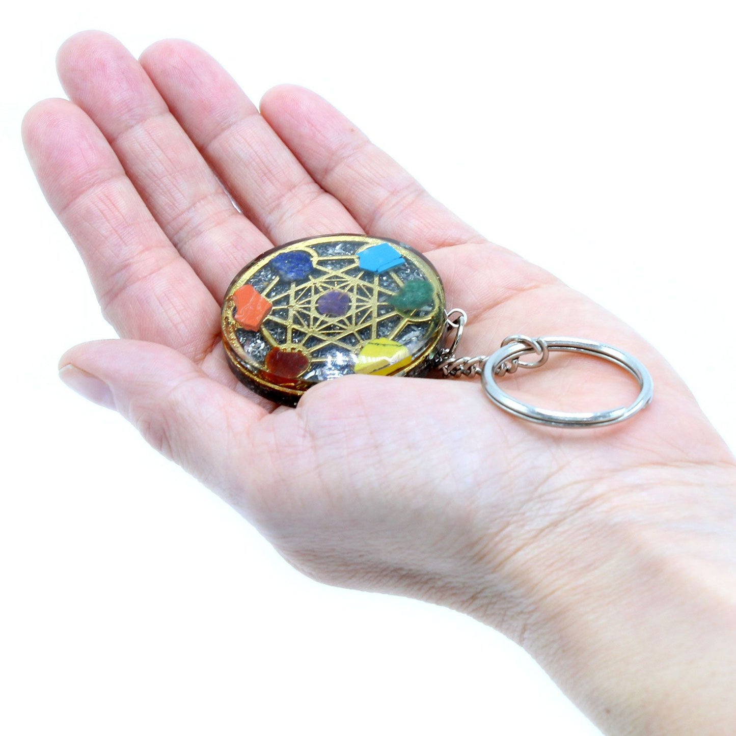 Porte-clés d’orgonite — Sept chakras