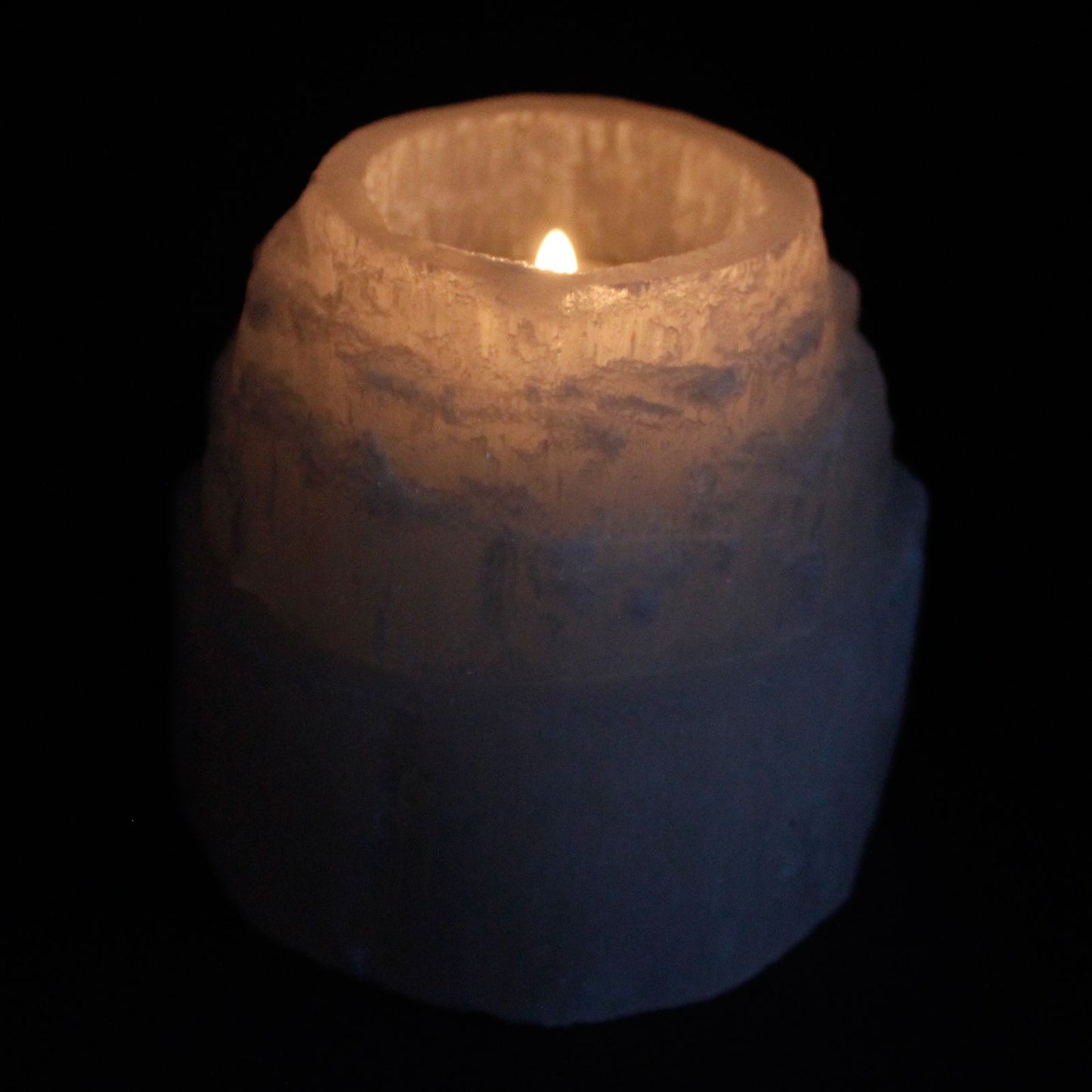 Bougeoir en sélénite — Haute montagne · 8 cm