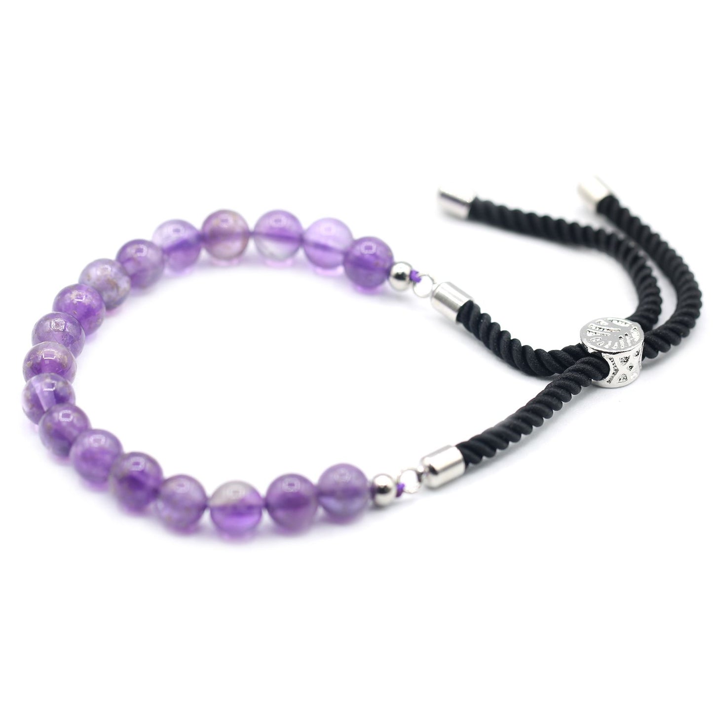 Bracelet sur fil noir — Améthystes