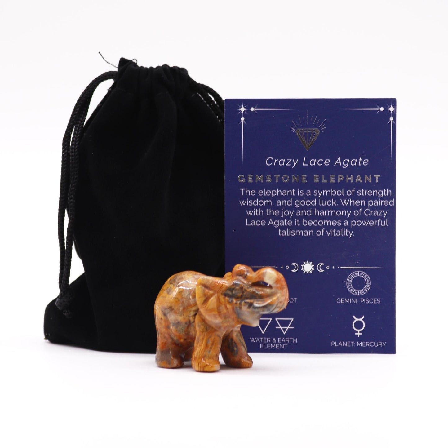 Éléphant de la chance — Agate dentelle folle