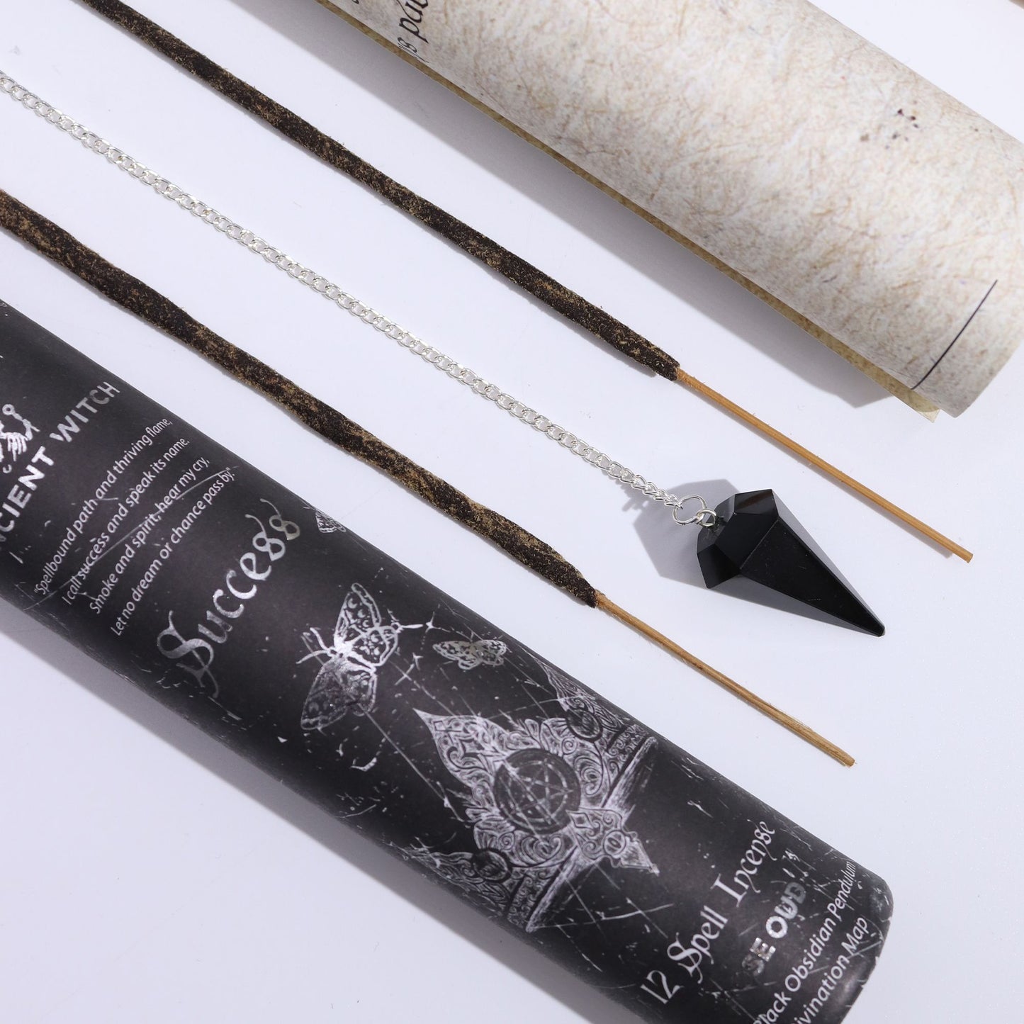 Encens — Réussite · Pendule d’obsidienne noire