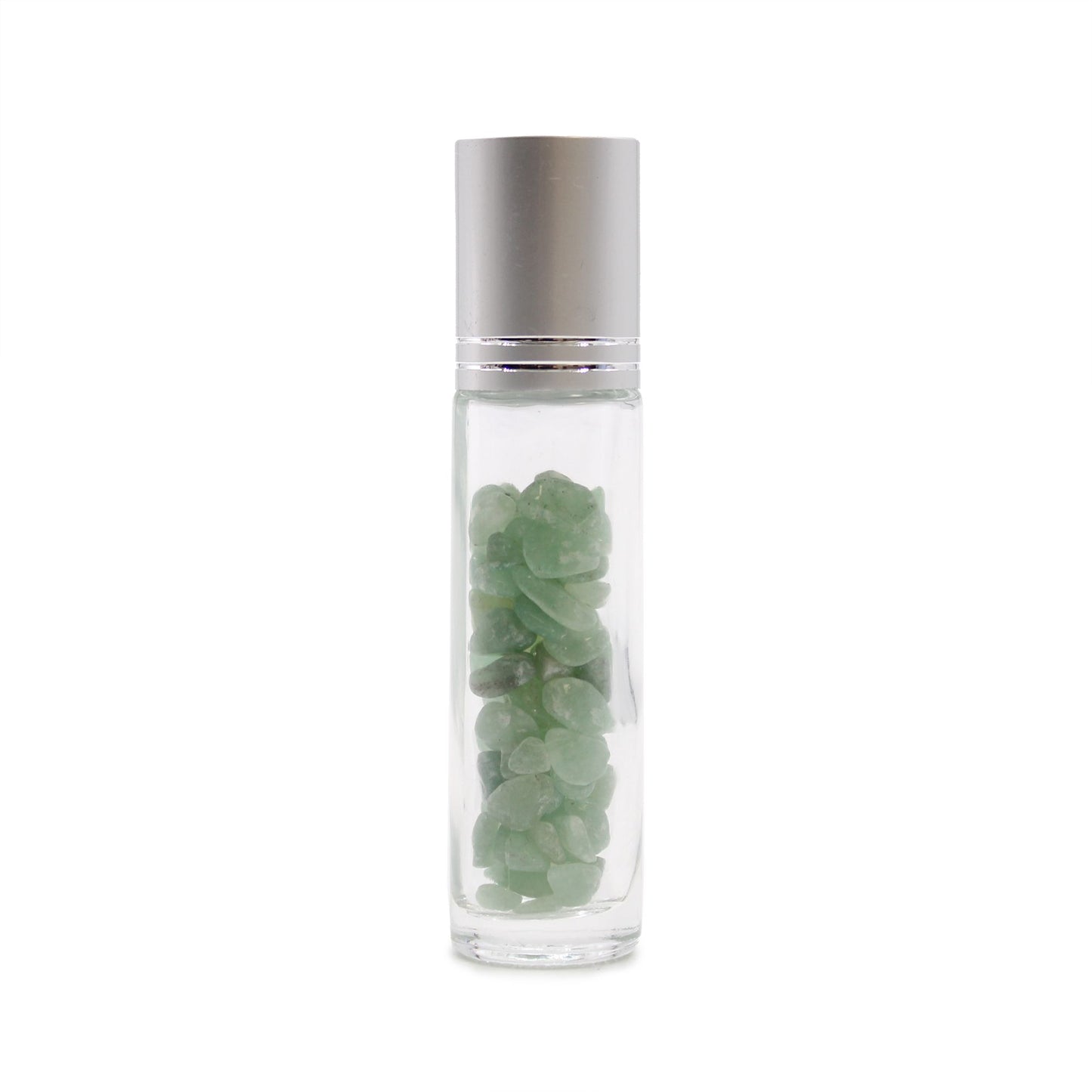 Roll-on à pierre naturelle — Aventurine · Bouchon argenté