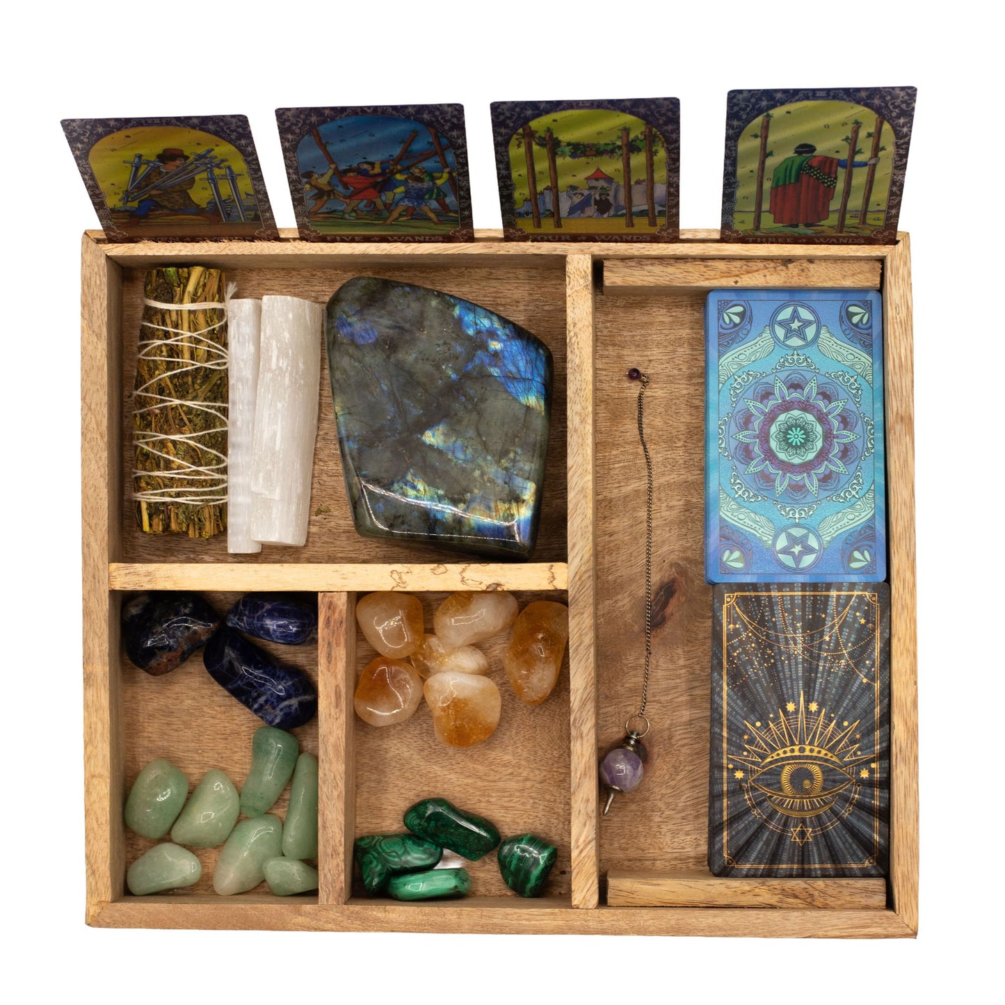 Coffret de tarot à quatre compartiments & socle pour cartes