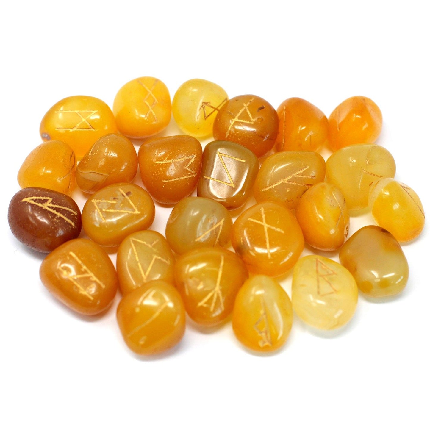Jeu de runes en pochette — Onyx jaune