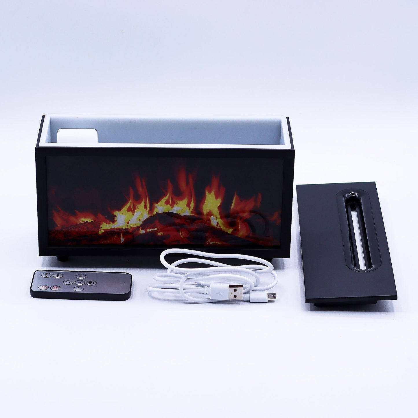 Diffuseur d’arôme à effet flamme & chant d’oiseaux — USB noir · Couleur changeante