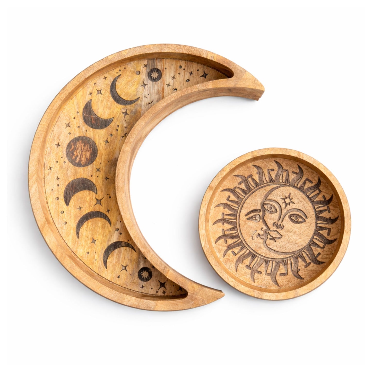 Coffret de rangement — Plateau rond en forme de lune · Lot de 2