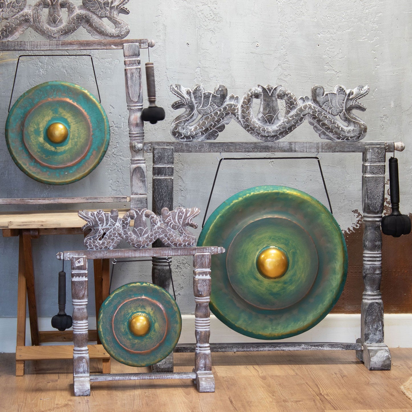 Gong de méditation format moyen sur socle — Vert · 50cm
