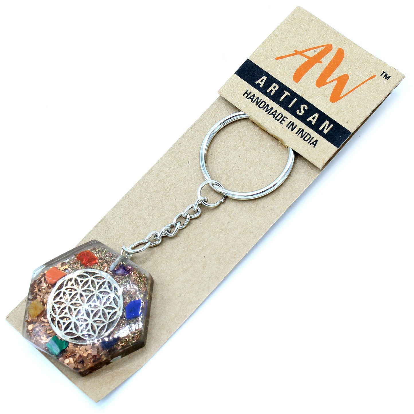 Porte-clés d’orgonite — Fleur de vie octogonale