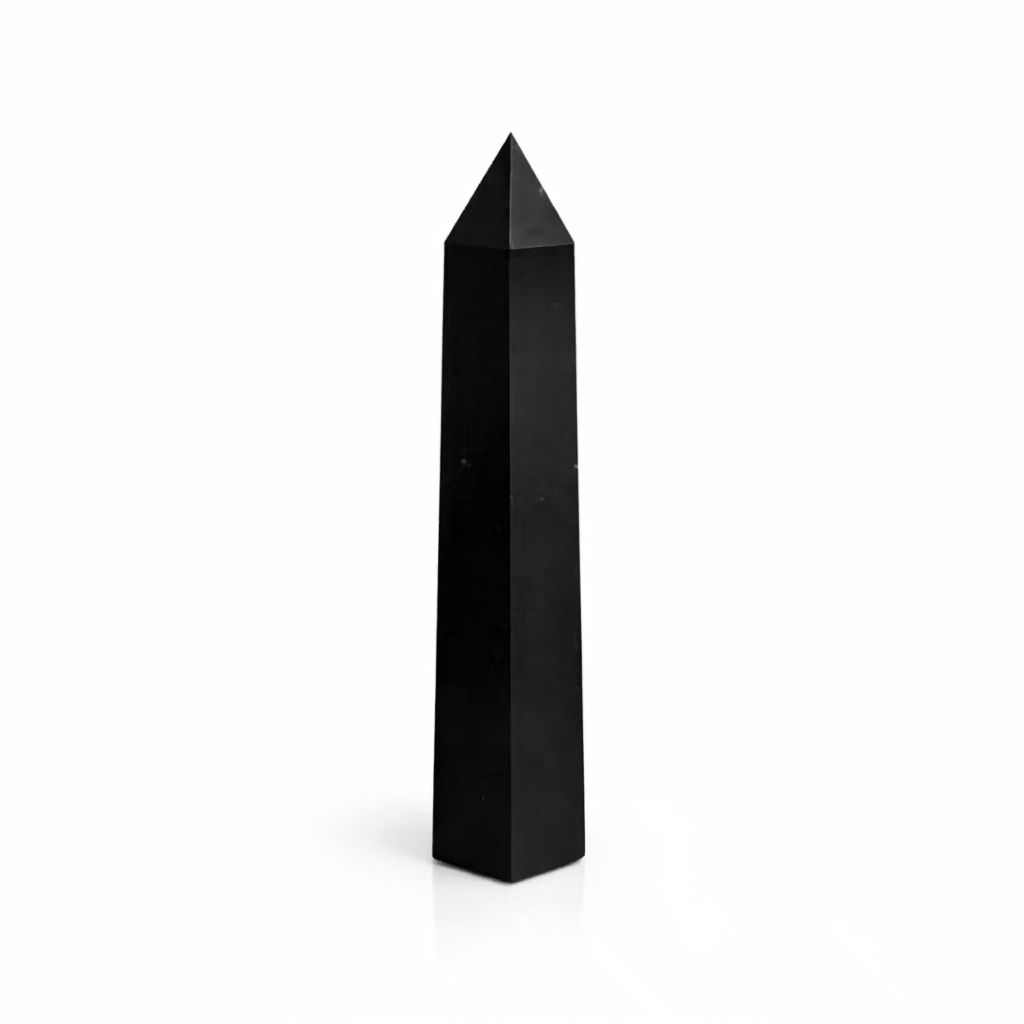 Obélisque à six faces — Tourmaline noire · 17 cm