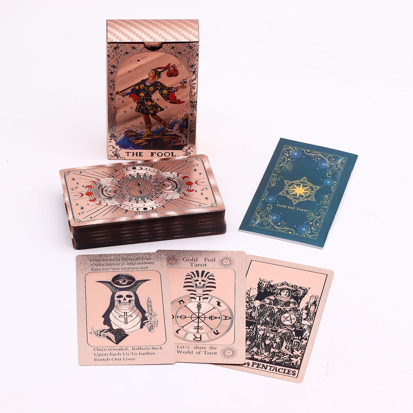 Jeu de tarot à feuille d’or rose — Phases lunaires