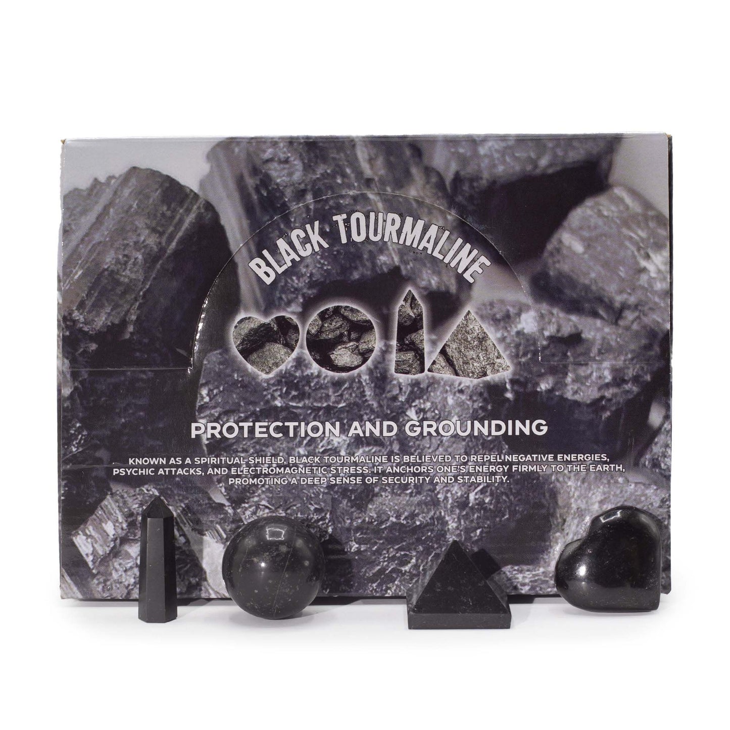 Pierre brute — Quatre formes · Tourmaline noire