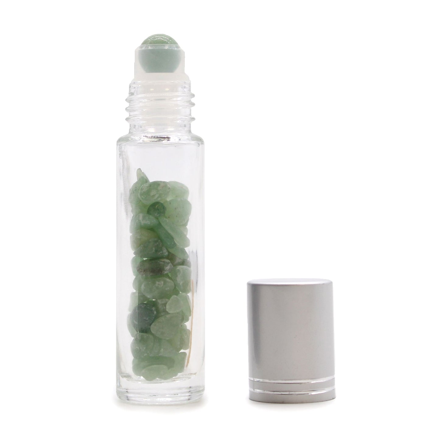 Roll-on à pierre naturelle — Aventurine · Bouchon argenté