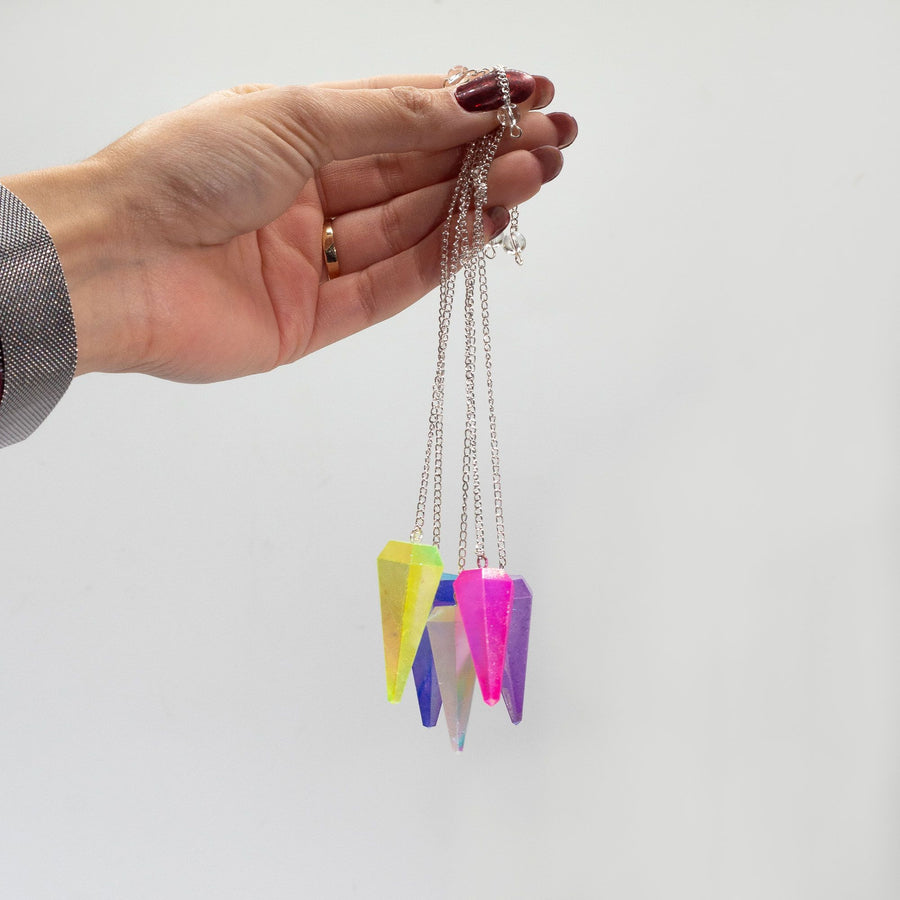 Pendule à six faces — Cristal aurore pêche · 4 cm