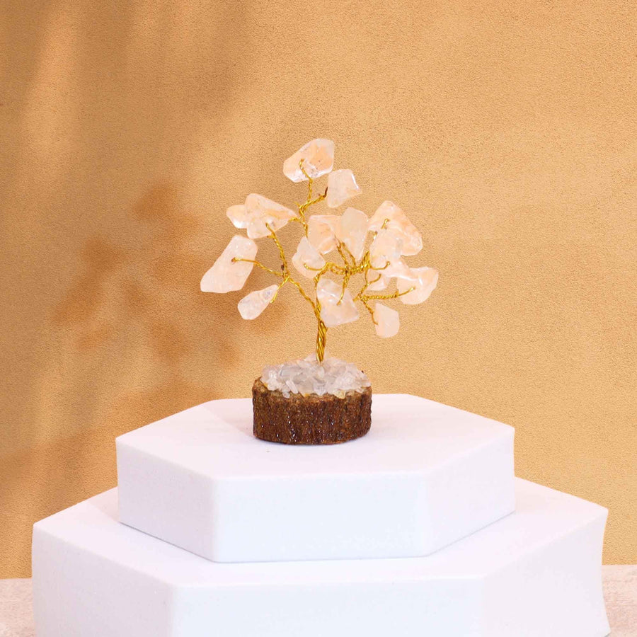 Mini arbre sur socle bois — Cristal de roche