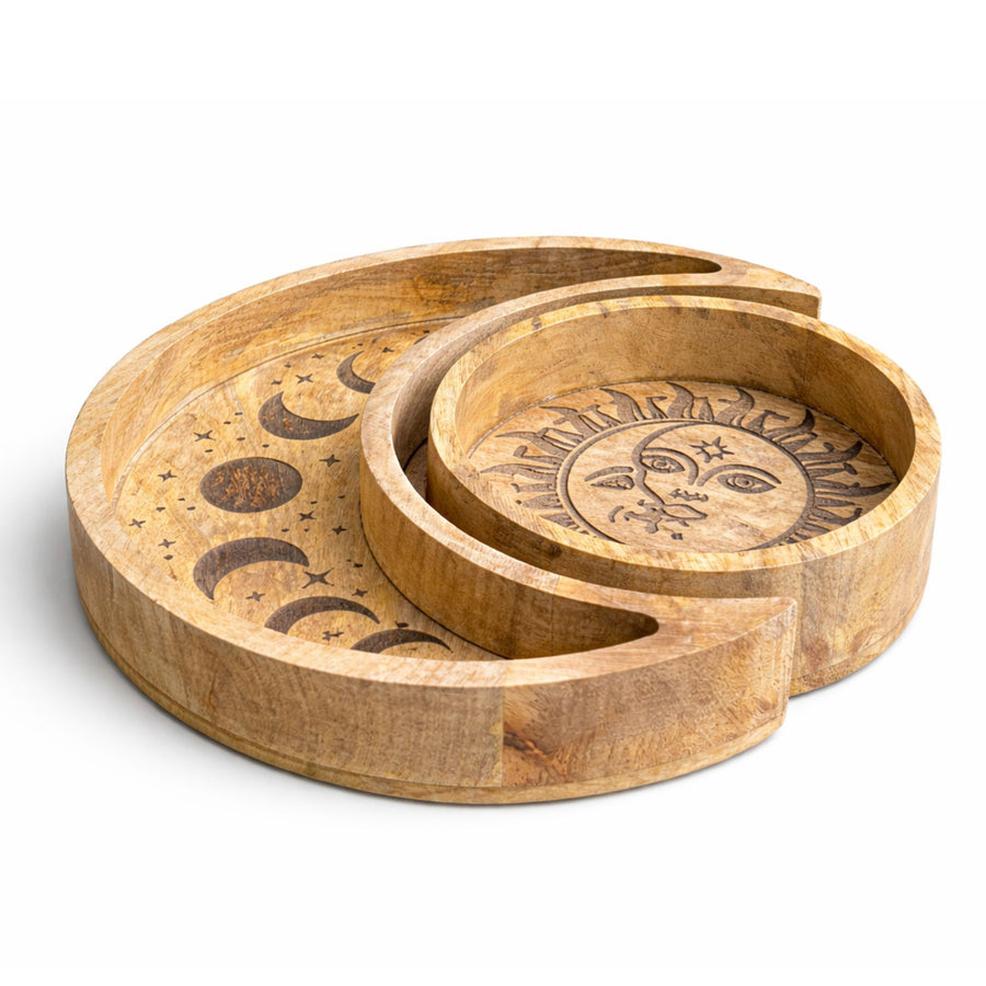 Coffret de rangement — Plateau rond en forme de lune · Lot de 2