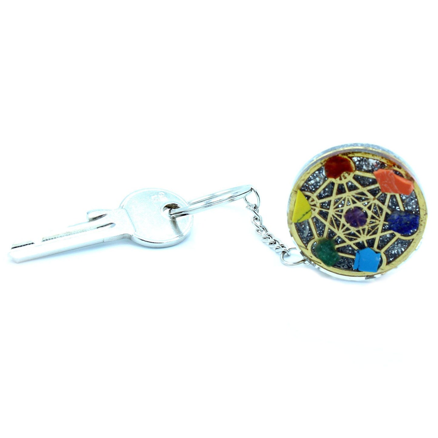 Porte-clés d’orgonite — Sept chakras
