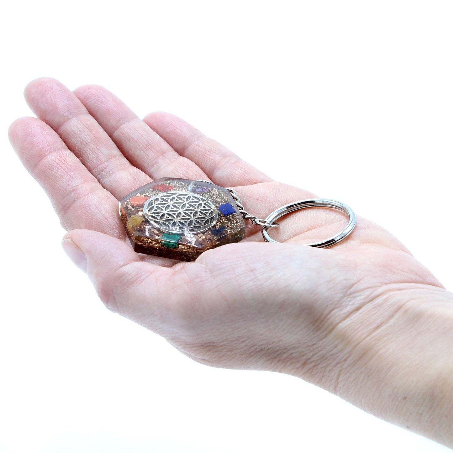 Porte-clés d’orgonite — Fleur de vie octogonale