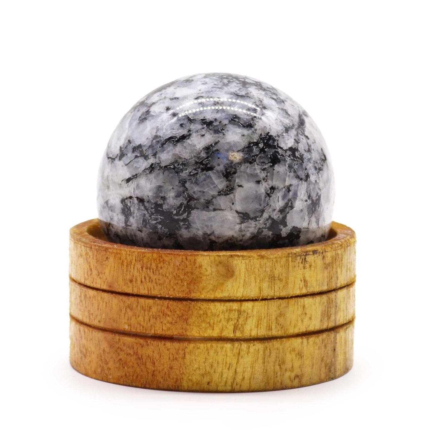 Sphère sur socle — Pierre de lune de l’Inde · 50 mm