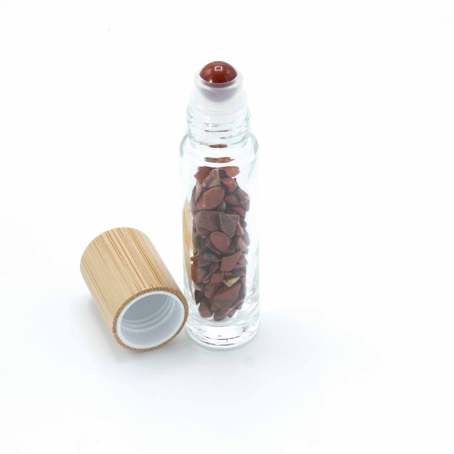 Roll-on à pierre naturelle — Jaspe rouge · Bouchon bois