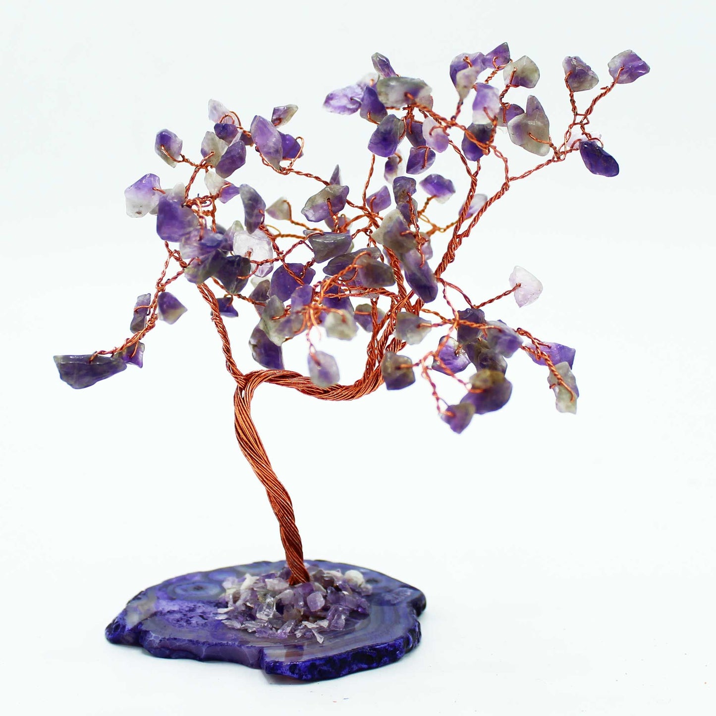 Arbre grand format: améthyste sur socle d’agate naturel