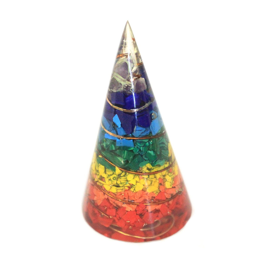 Cône d’orgonite — Éclats de pierres assorties · 80mm