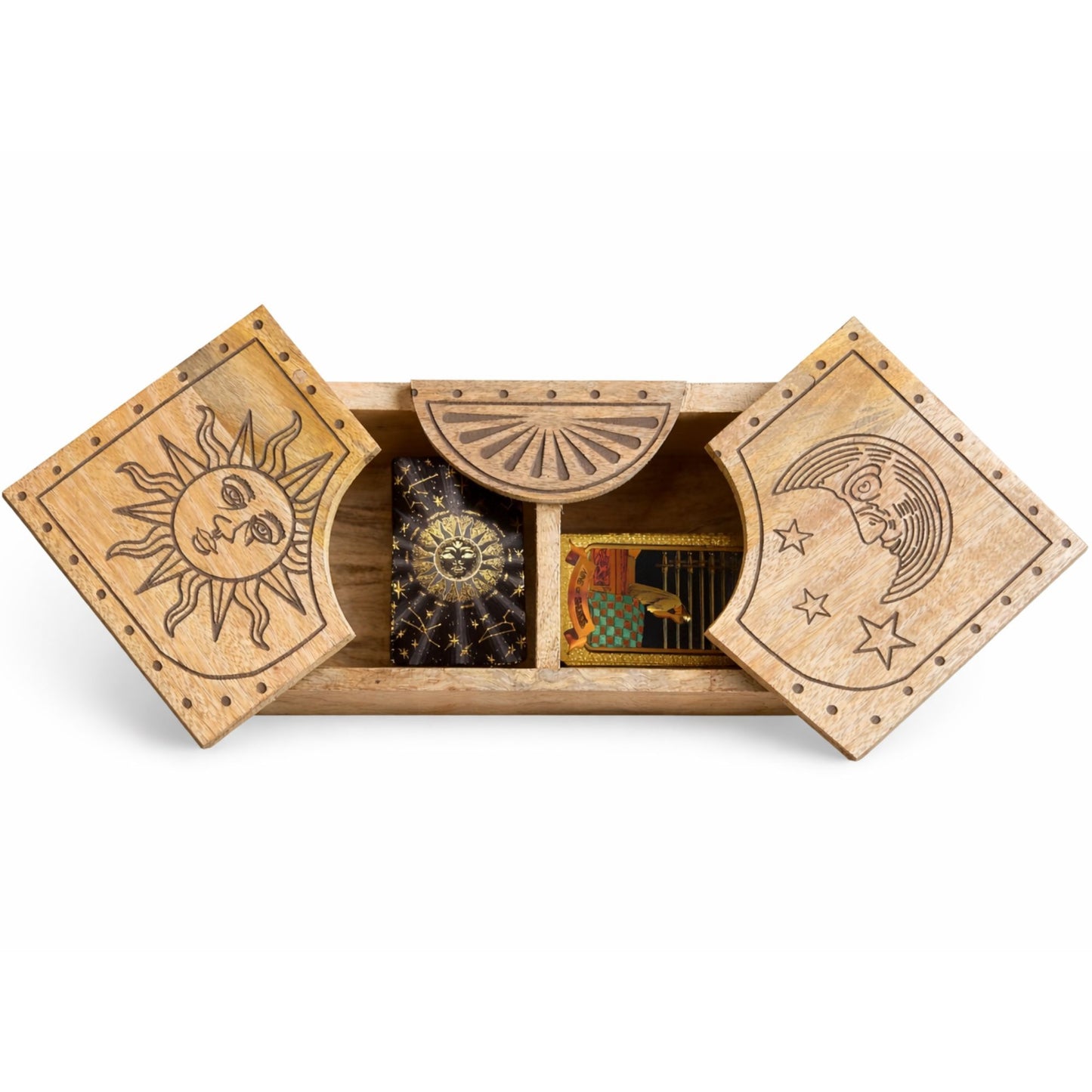 Coffret coulissant sculpté soleil & lune